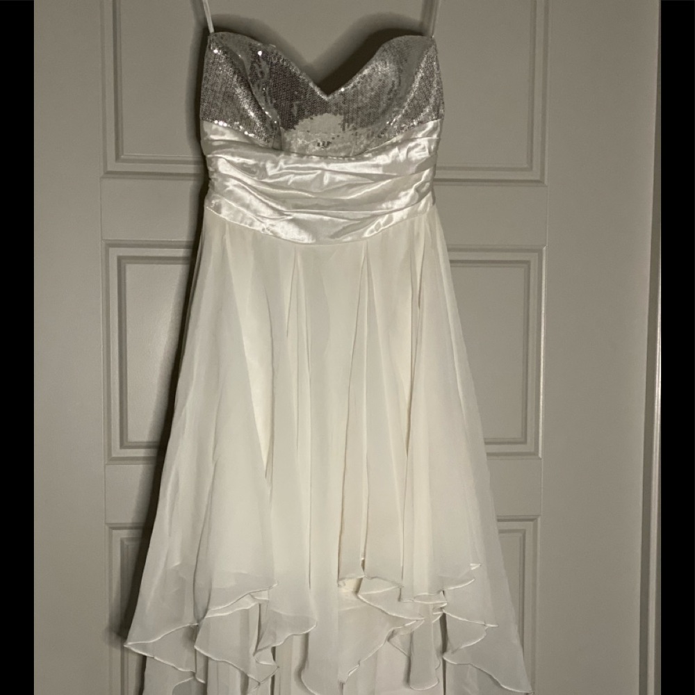 B. Darlin White and Silver Prom Dress